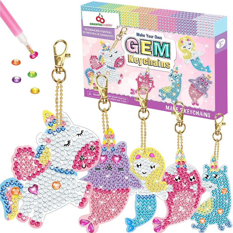 5D Diamond Keychains Kids DIY Ceardaíocht Ealaíne