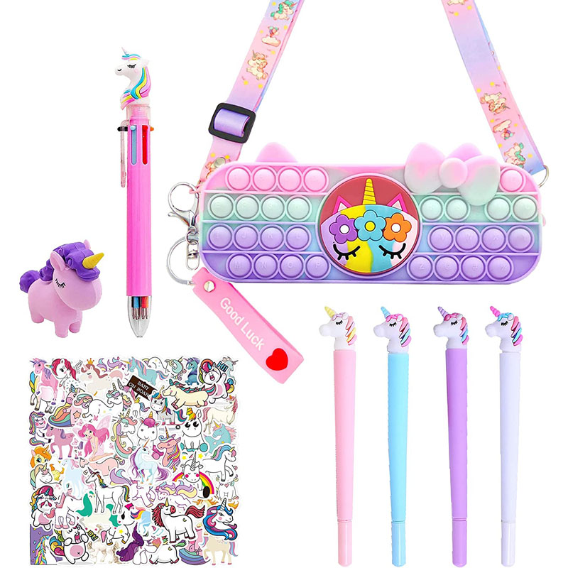 Cás Peann luaidhe Unicorn Set Stáiseanóireacht Unicorn do Chailíní
